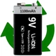 Аккумулятор BauTech перезаряжаемый 9V Крона Li-Ion 1100 мАч с Type-C Чёрный (1015-935-00) - изображение 13