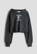 Укороченное темно-серое худи с капюшоном для девочек h&m 12-14 лет 158-164 см - изображение 1