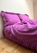Комплект постільної білизни Cozy з рюшами ягідний (Сімейний 1) 150*200 см 2 шт, простирадло на резинці 160*200*20 см - изображение 6