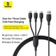 USB кабель 3в1 Micro USB / Lightning / Type-C Baseus Ultra-Fast 3in1 Fast Charging Cable (0.8 м, 3.5A). Black - зображення 3