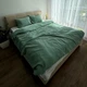 Комплект из премиального 4-х слойного муслина LavSon Полутораспальный 150х220 Мята с простыней на резинке 90х200х25 ранфорс Белый - изображение 4