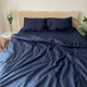 Комплект постельного белья LavSon Мерсеризированный Страйп сатин Lux Полутораспальный Евро 160х220 с простыней на резинке 120х200х25 Темно Синий (Наволочки 70х70) - изображение 7