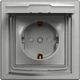 Розетка с заземлением, зах. шторками и крышкой IP44 Asfora Schneider Electric алюминий EPH3100361 - изображение 2
