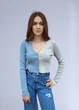 Кардиган женский укороченный в рубчик Tally Weijl Серый с голубым 13119 S (42-44) - изображение 1