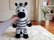 Мягкая плюшевая игрушка handmade Зебра 45 см черно-белая вязаная крючком амигуруми - изображение 3