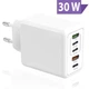Сетевое Зарядное Устройство 30W Быстрая Зарядка Блок Блочок USB-A 3.1A, USB Type-C PD 18W 2xUSB, USB-A QC 3.0 + Type-C PD Белый - изображение 1