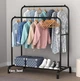 Вішалка підлогова Double FloorHanger для одягу, з полицями для взуття і з гачками, розкладна, чорна - зображення 5