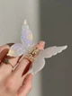 Заколка-крабик для волосся Fashion Jewerly "Метелик" затискач з ацетату, колір біло-прозорий градієнт (1 тип) - зображення 1