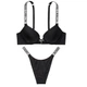 Купальник Victoria's Secret Bombshell push-up Shine Strap Black с двойным push up 32B/Xs бразилианы - изображение 1