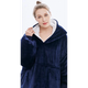Плед Huggle Hoodie худи с капюшоном 80*100 см толстовка кофта оверсайз мягкий флисовый с рукавами для дома синий XL - изображение 6