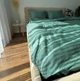 Комплект постельного белья LavSon Мерсеризированный Страйп сатин Lux Полутораспальный 150х220 с простыней на резинке 90х200х25 Ментол - изображение 3