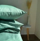 Комплект постельного белья LavSon Мерсеризированный Страйп сатин Lux Полутораспальный 150х220 с простыней на резинке 90х200х25 Ментол - изображение 8