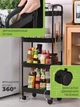 Полка этажерка на колесах 4 яруса для кухни или ванной HCX 104х30×41 см Черная - зображення 3