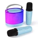 Беспроводная Bluetooth колонка портативная с 2 микрофонами и RGB-подсветкой для караоке Голубая - изображение 1