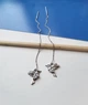 Серебряные серьги протяжки цепочки Птички Колибри с Белыми Камнями серебро 925 пробы Родированное 56297р 2.60г - изображение 1