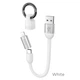Кабель двойной силиконовый Hoco U87 Cool Combo USB to Lightning + Type-C Silicone 20см белый - изображение 1