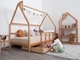 Детская кровать домик Монтессори от Busy Wood на ножках с ящиками 3х90 см Модель 1 натуральное дерево 160х80 см - изображение 7