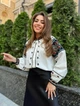 Женская вышиванка, вышитая рубашка блузка на пуговицах с рукавами фонариками Гуцулянка молочная L - изображение 1