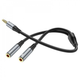 Перехідник-розгалужувач для мікрофона та навушників HOCO UPA21 2-in-1 3.5 headset audio adapter cable(male to 2*female) Metal gray (6931474766809) - зображення 3