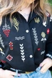 Чорна жіноча вишиванка сорочка лляна з українською символікою XL - зображення 2