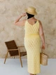 Платье вязаное длинное летнее женское ARTKNIT Ажурное S-M Желтое (4823093472631) - изображение 2