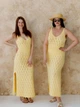 Платье вязаное длинное летнее женское ARTKNIT Ажурное S-M Желтое (4823093472631) - изображение 4