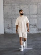 Спортивный костюм мужской oversize летний с футболкой бежевый комплект шорты и футболка оверсайз с принтом Lite XL - изображение 3