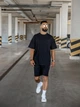 Спортивный костюм мужской oversize летний с футболкой черный комплект шорты и футболка оверсайз с принтом Lite XL - изображение 1