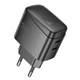 Мережевий зарядний пристрій Hoco CS62A GaN PD45W/3A 2Type-C із швидкою зарядкою Black - зображення 1