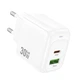 Мережевий зарядний пристрій Hoco CS55A 30W / 3A USB+Type-C із швидкою зарядкою White - зображення 1