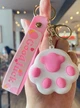 Брелок подвеска на рюкзак Таба лапка игрушка 5 см кошачья Squishies Сквиш Бело-Розовая - изображение 4