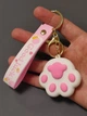 Брелок подвеска на рюкзак Таба лапка игрушка 5 см кошачья Squishies Сквиш Бело-Розовая - изображение 6