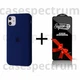 Чехол силиконовый Premium Silicone Case Full для Apple iPhone 11 deep navy + Подарок защитное стекло ESD Mietubl для Apple iPhone - изображение 1
