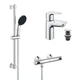 Набір змішувачів Grohe Quickfix термостат для душу із душовим гарнітуром Precision Flow THM та змішувач для раковини StartEdge S-Size UA202503TE - зображення 1