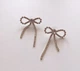 Cережки бантики цвяшки зі стразами Honey Fashion Accessories золотистий (12-57) - изображение 4
