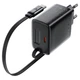 Мережевий зарядний пристрій ACEFAST A110 PD30W GaN з двома USB-C та висувним кабелем, Black - зображення 3