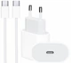 Комплект швидкого заряджання для Apple iPhone 15 16 Plus Pro Max, Samsung, Xiaomi, Huawe, i Meizu Мережний зарядний пристрій Блок Type-C 20W USB-C Power Adapter, Кабель зарядки Type -C to Type-C (USB-C to USB-C) 1м White - зображення 5