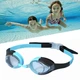 Детские очки для плавания с защитой от запотевания и ультрафиолета EYEWEAR для бассейна / моря + беруши, зажим для носа и 3 размера сменных переносиц, черно-голубые (105541065) - изображение 4