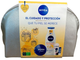 Zestaw kosmetyków do pielęgnacji ciała Nivea Silver Krem uniwersalny 75 ml + Balsam do ciała Q10 Plus 400 ml + Antyperspirant w kulce Invisible For Black & White Original Mini 50 ml + Balsam do ust Liposon 4.8 g (8412300049641) - obraz 1