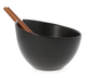 Zestaw HOMLA Mooka Miska do sałat ceramiczna czarna 24 cm + sztućce do serwowania 2 szt (5904183810652) - obraz 4