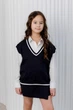 Детская жилетка ART KNIT синяя с белой полоской, 140-146см 039673 - изображение 1