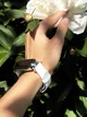 Ремешок кожаный с металлическим корпусом Mi Jobs Elegance GT для фитнес браслета Xiaomi Mi Band 3/4/5/6 белый + серебро (mrk3814) - изображение 2