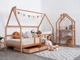 Детская кровать домик Монтессори от Busy Wood на ножках с ящиками 2х90см Модель 1 натуральное дерево 190х140 см - изображение 8