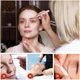 Женский электрический триммер для бровей Eyebrow Trimmer электробритва / эпилятор с подсветкой для депиляции волос над губой / в носу / на лице + щеточка и кабель USB, розовый(126368576) - изображение 4