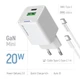 Сетевое зарядное устройство ColorWay GaN Mini 20W PD Port PPS USB Type-C PD + USB QC4.0 + кабель Type-C White (CW-CHS062PDC-WT) - изображение 12