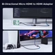 Кабель Ugreen HD182 Micro HDMI to HDMI 8K (4k 240hz 180hz 144hz) Bi-Directional для GoPro Hero 7 Raspberry Pi 4 Sony Nikon HDR VRR 0.2m Grey (65593) - изображение 4