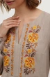 Лляна максі сукня-вишиванка святкова під пояс з квітковою вишивкою та кишенями Мальованка. Сірий, р.46, код 0434/46/133 - зображення 5