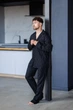 Піжама чоловіча у смужку льон Handy Wear Linen Strip чорна 4XL - зображення 3