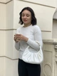 Сумка багет з жатою ручкою білого кольору - зображення 6