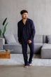 Пижама муская в полоску лен Handy Wear Linen Strip синяя 4XL - изображение 7